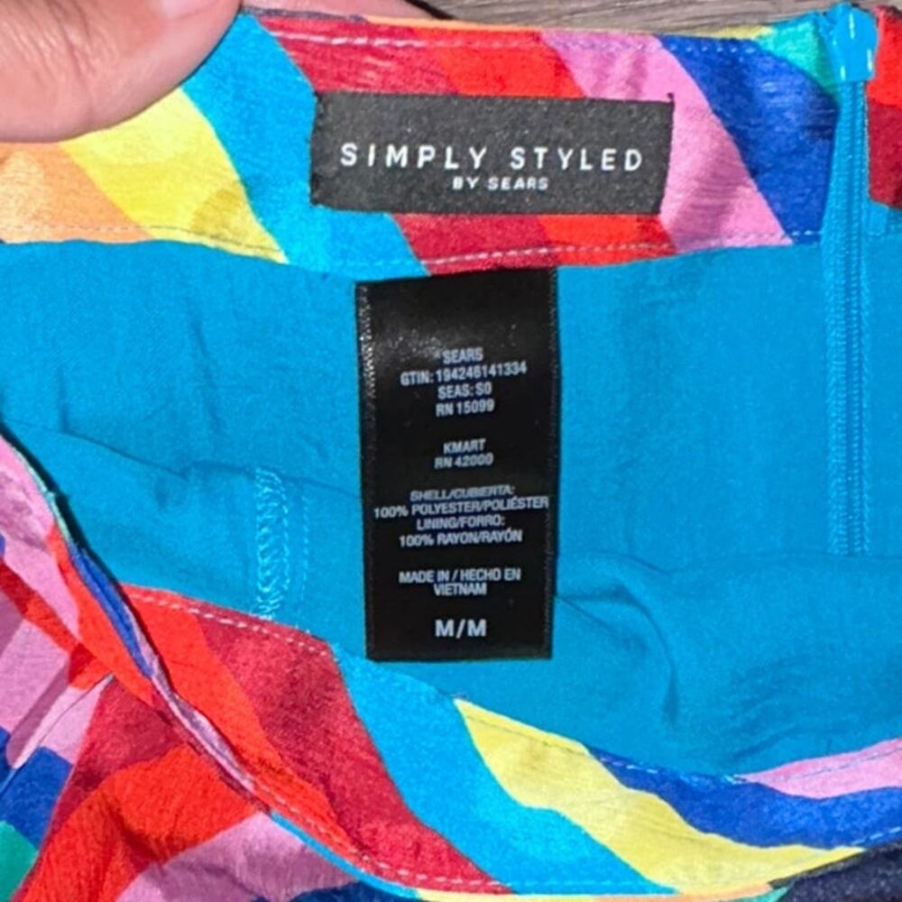 Simply Styled Rainbow Pleated Long Asymmetrical  Skirt, Size M Regular - Picture 8 of 9